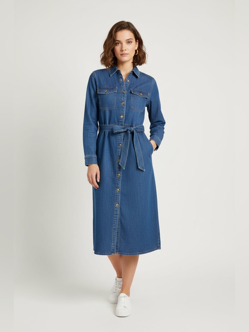 Classic Long Sleeve Denim Dress